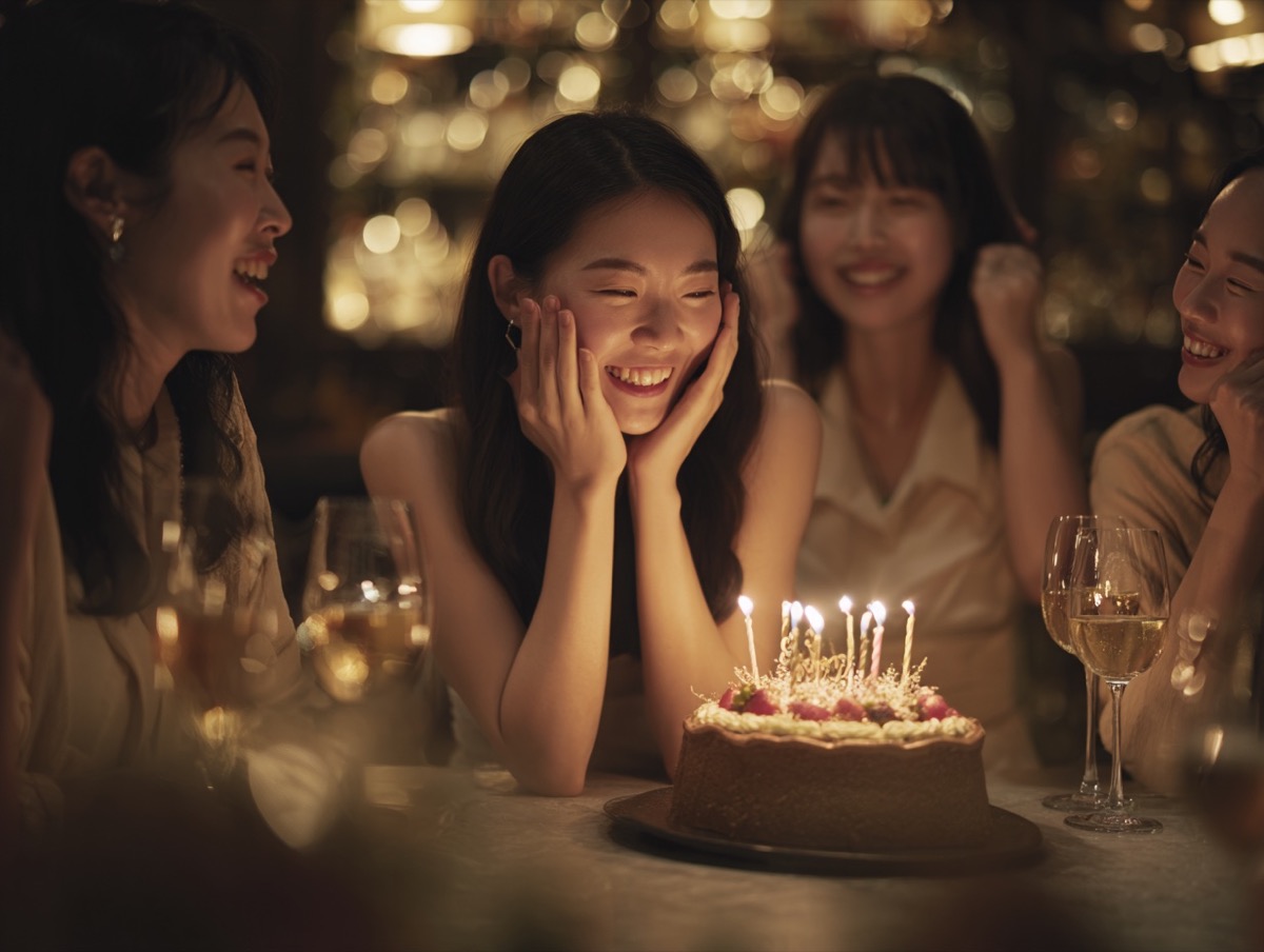 友人と誕生日を祝う女性のイメージ